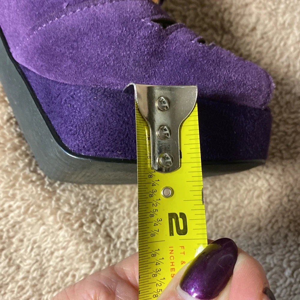 Colin Stuart Purple Suede Platform Heels